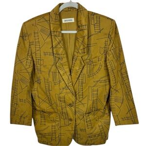 Vintage 80’s-90’s Japanese Mustard Patterned Women's Blazer